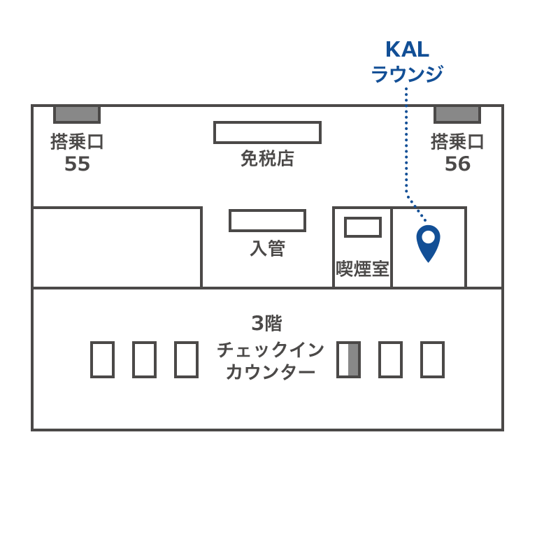 福岡空港KAL Loungeの場所